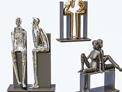 3d现代人物雕塑装置3D模型模型
