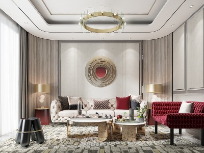 3d法式客厅沙发椅子模型