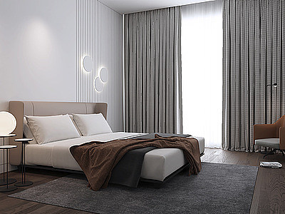 3d简约卧室地毯台灯模型