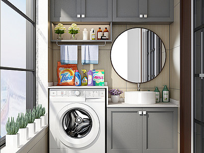 阳台洗衣机柜模型3d模型