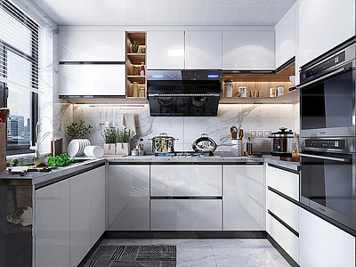 3d厨房橱柜厨房用品厨房电器模型
