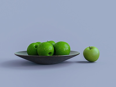 食物青苹果果盘模型3d模型