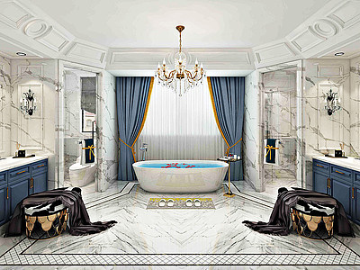 3d法式别墅浴室模型