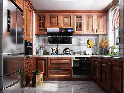 美式风格厨房橱柜模型3d模型