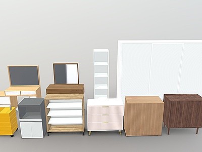 3d床头柜鞋柜柜子组合模型