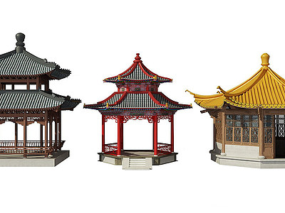 中式凉亭八角亭模型3d模型