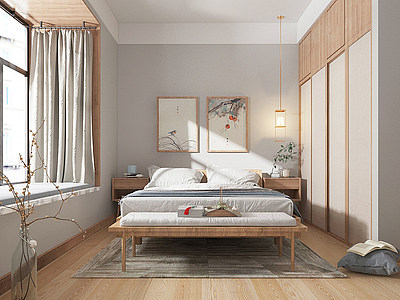 日式卧室主人房模型3d模型