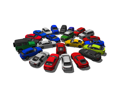 轿车汽车交通工具组合3d模型