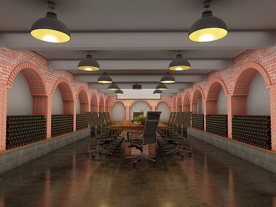 3d工业风地下室酒窖模型