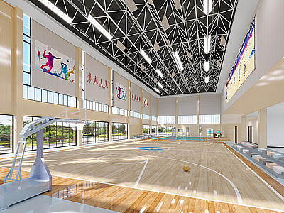 3d现代学校篮球体育场模型