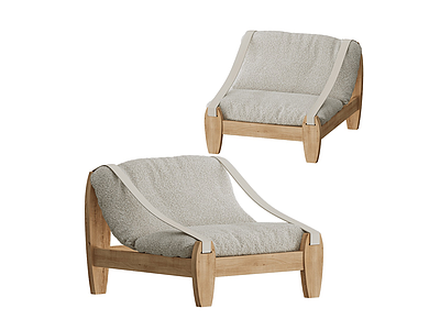 3d休闲单人沙发自然风格模型