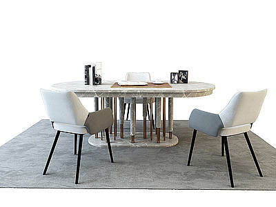 现代餐桌椅组合模型