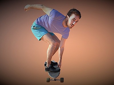 运动男生滑板生3d模型