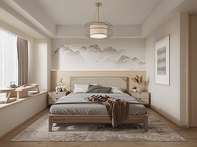 3d日式家居卧室模型