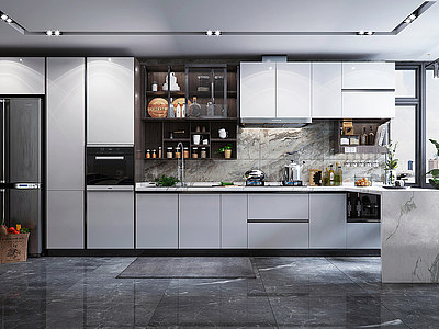 3d厨房橱柜厨房电器厨房用品模型