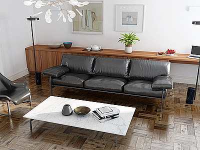 黑色皮质沙发模型3d模型