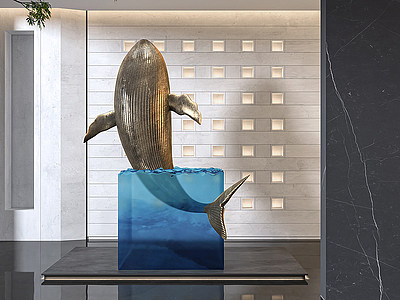 3d鲸鱼雕塑装置模型