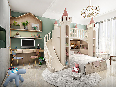 女孩房城堡公主床模型3d模型