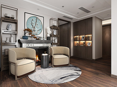 新中式客厅起居室模型3d模型