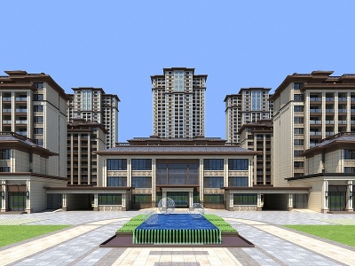 新中式多层住宅模型3d模型