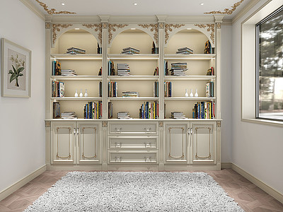 3d欧式古典书柜模型