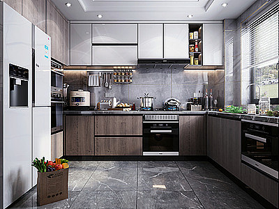 3d厨房橱柜厨房电器模型