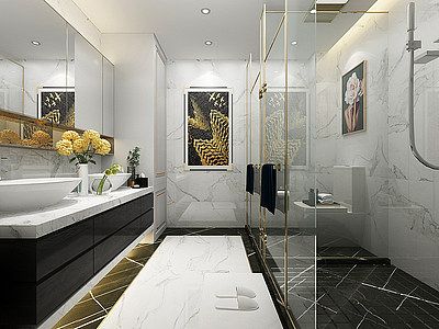 卫生间浴室挂画镜子模型3d模型