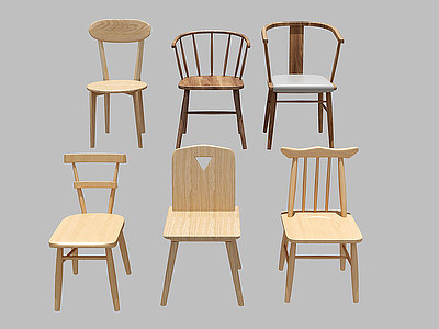 3d新中式餐椅模型