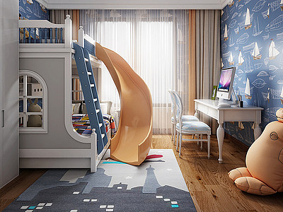 美式卧室儿童房模型3d模型