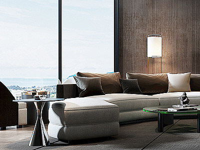 3d客厅弧形沙发组合椅子模型
