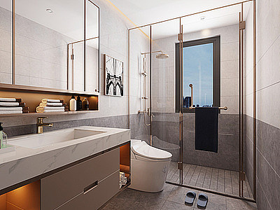 卫生间浴室挂画镜子模型3d模型