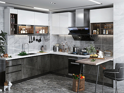 厨房吧台厨房电器模型3d模型