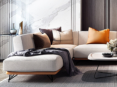 3d客厅简约沙发组合模型