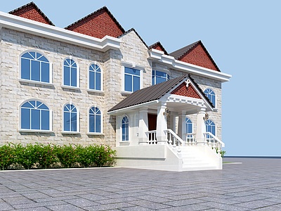 3d欧式古典独栋别墅模型