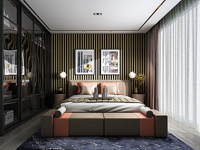 现代轻奢卧室模型3d模型