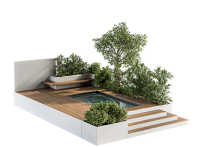 现代庭院景观模型3d模型
