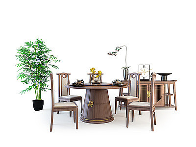 中式茶桌椅模型