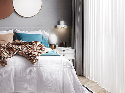 现代卧室双人床模型3d模型