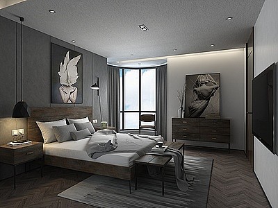 卧室极简模型3d模型