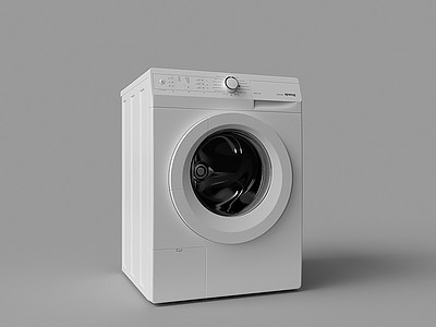 3d白色滚筒洗衣机模型