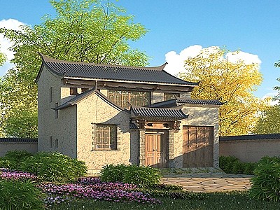 3d中式民房模型