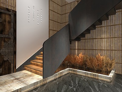 3d中餐厅楼梯间模型