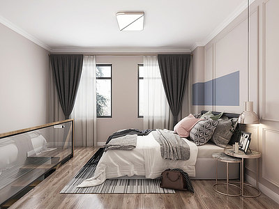 北欧复式公寓卧室模型3d模型