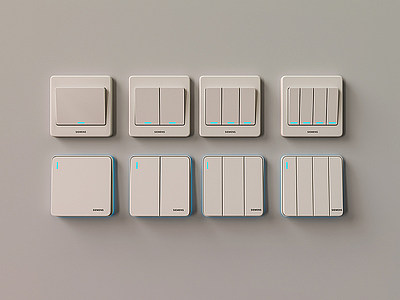 现代墙壁白色开关集合模型3d模型