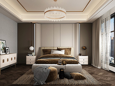 现代主人房卧室模型3d模型