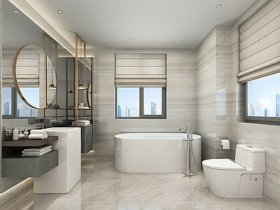 卫生间浴室镜子浴室柜模型3d模型