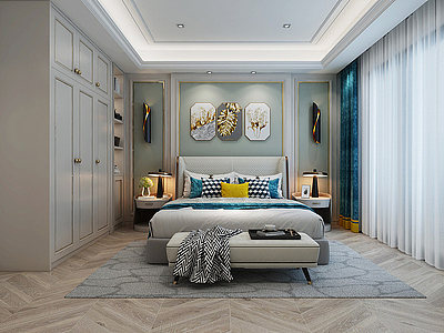 欧式卧室床床头柜模型3d模型