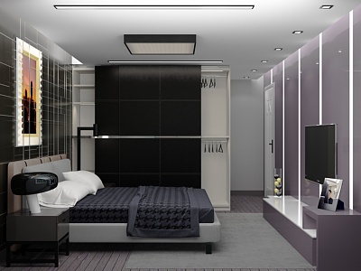 现代简约风格卧室模型3d模型