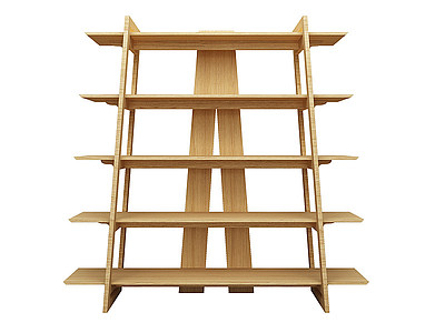 日式原木置物架模型