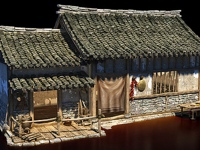农村老式房子模型3d模型